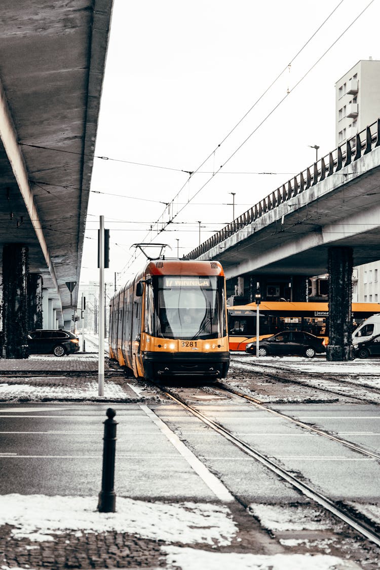 Yellow Train On The Street