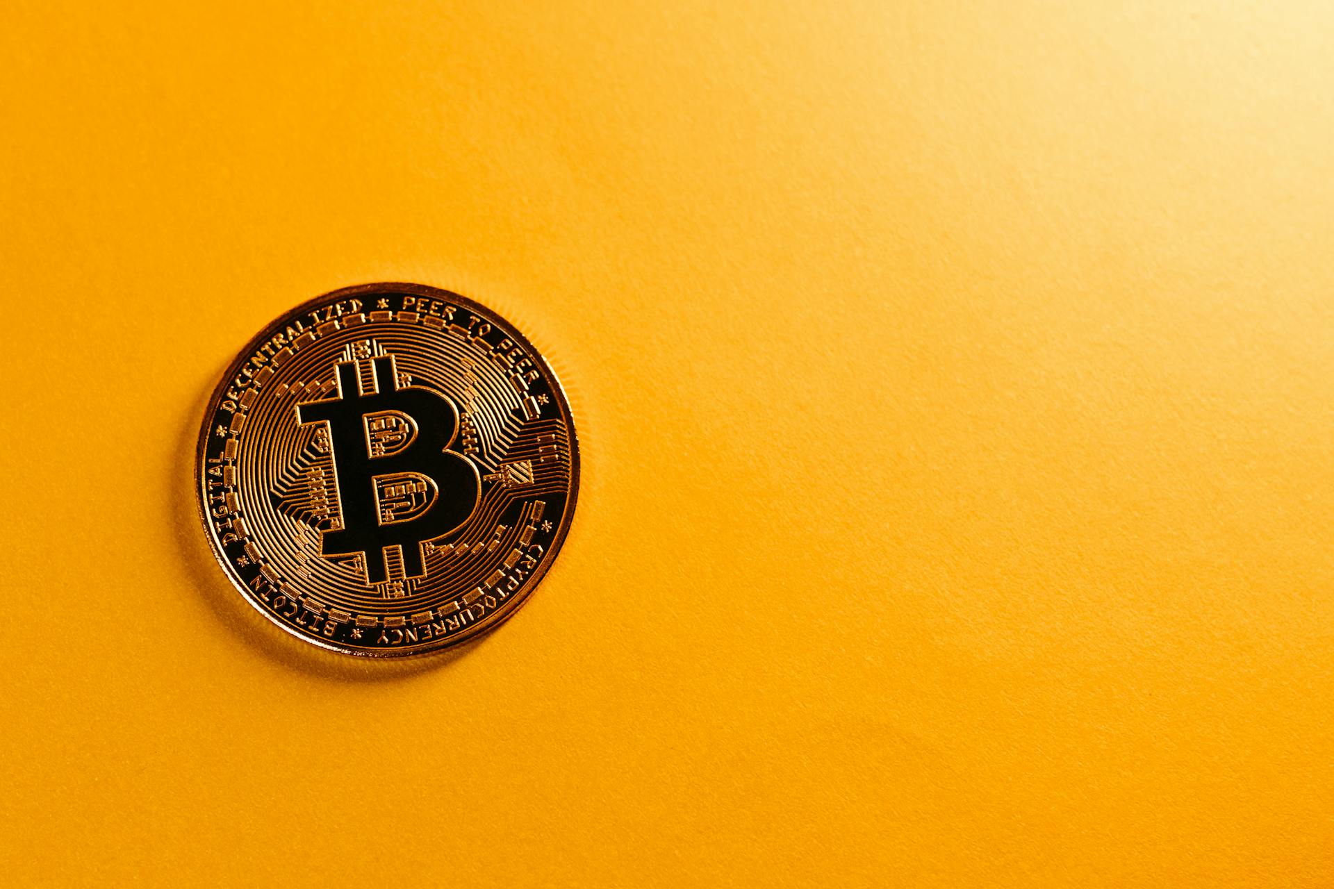 Bitcoin on Yellow Background