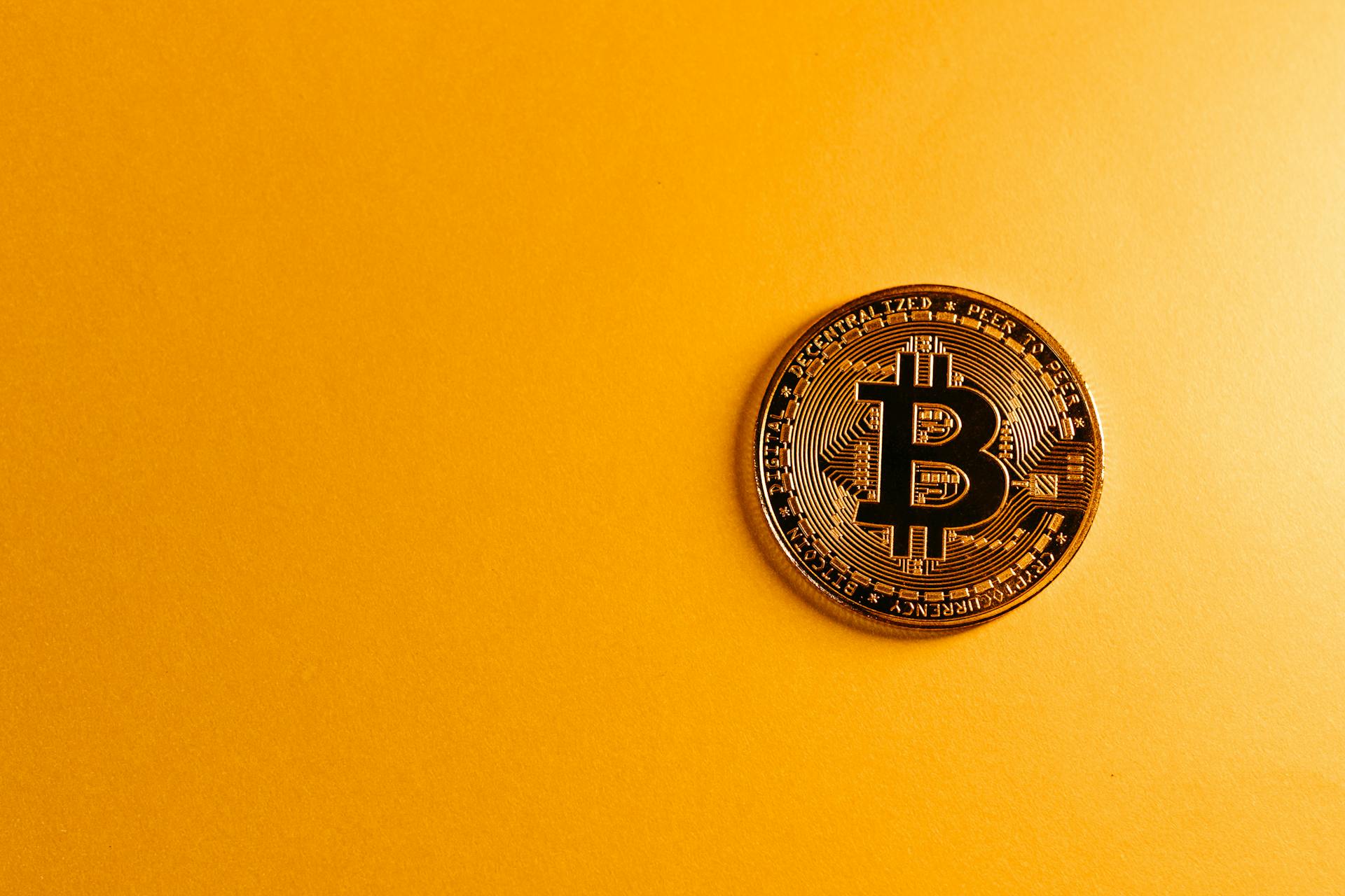 Bitcoin on Yellow Background