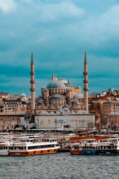 New Mosque over Sea Coast in Istanbul