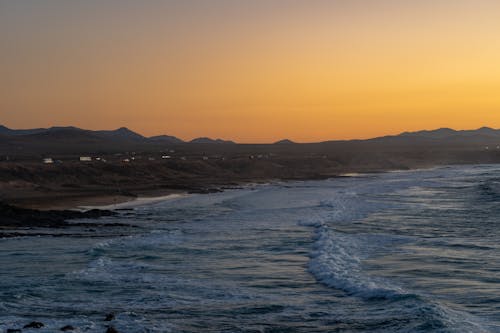 ドローン撮影, 岸, 日没の無料の写真素材