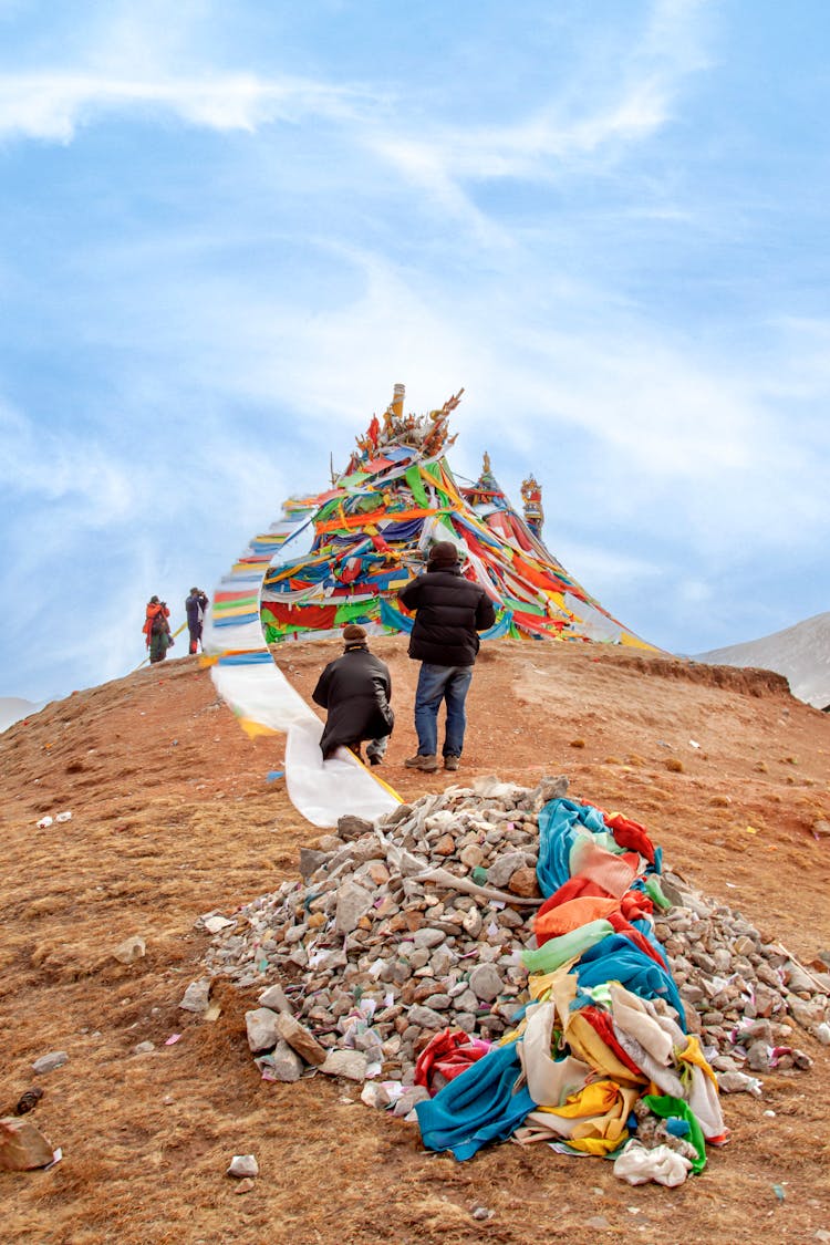 Buddha Flags On Hill