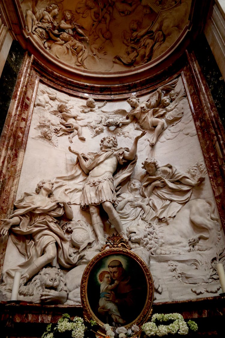 Painting Beside An Altar And Statues