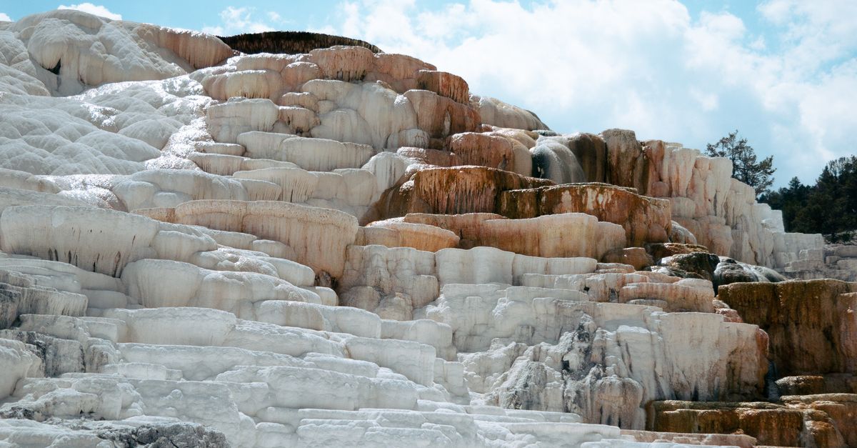 Hot Spring Rocks Cascade of Rocks at Mammoth Hot Springs in Yellowstone National Park ...