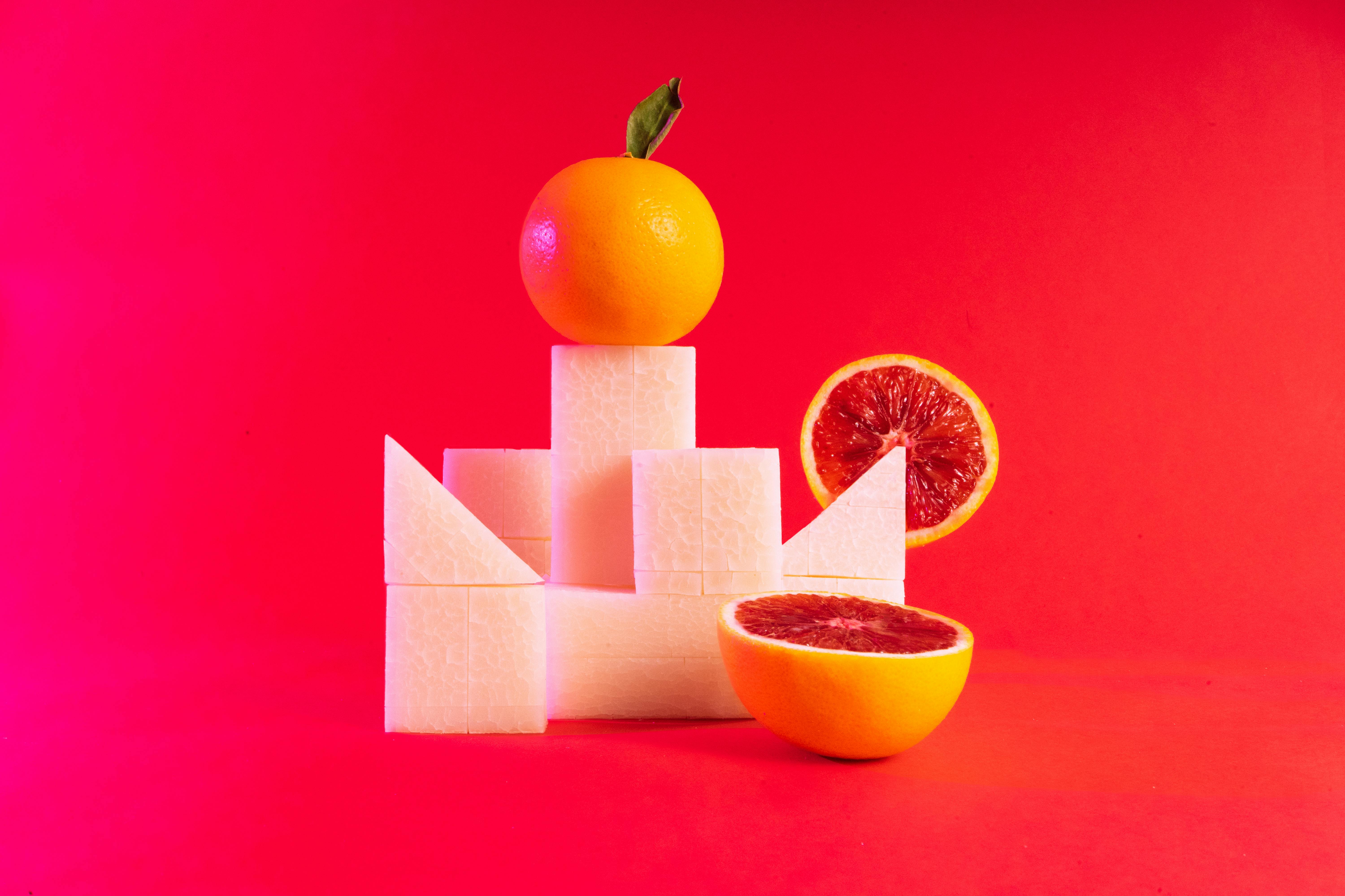 oranges and geometrical figures of sugar