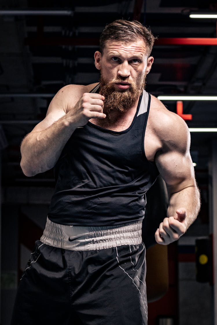 Athlete Man In A Fighting Pose