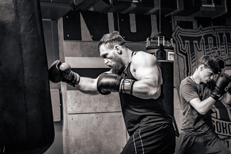 Men During Boxing Training