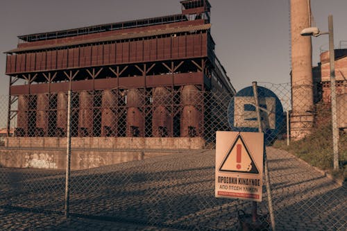 Fence and Vintage Factory Building