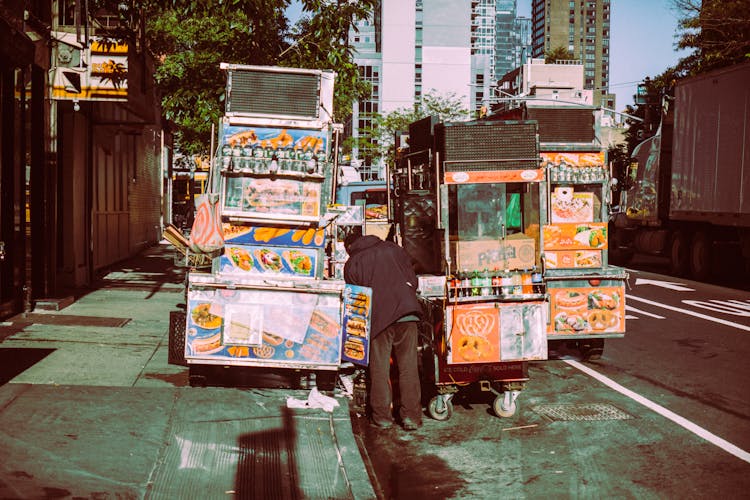 Street Food Vendor With Carts