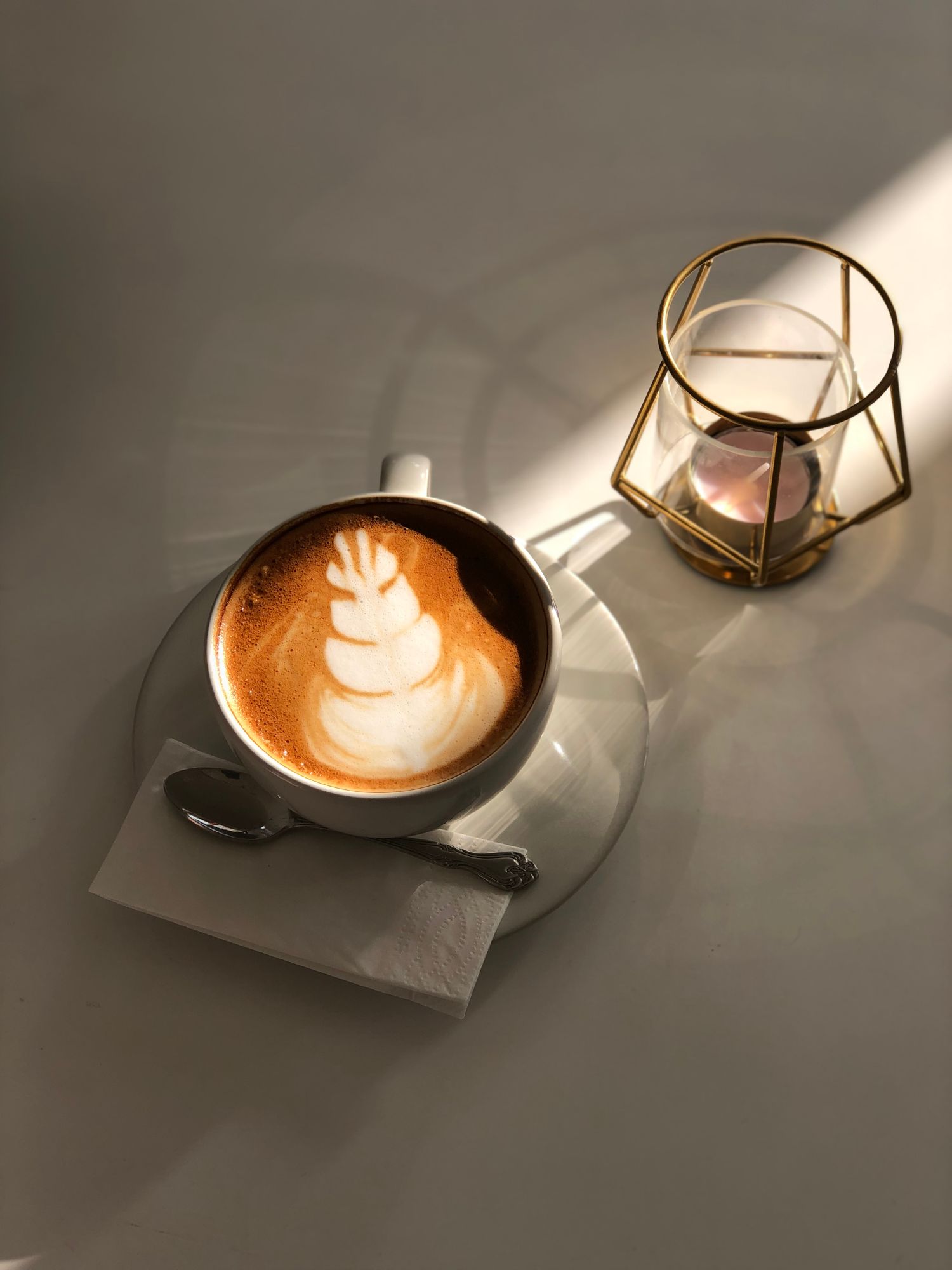 Warm minimal coffee scene
