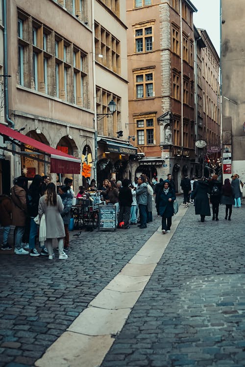 People on Street in Old Town in City