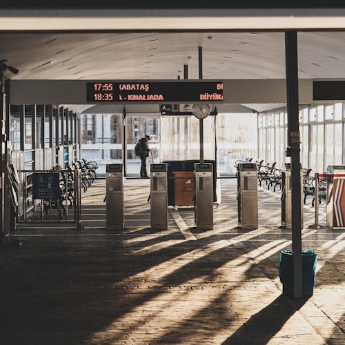 Turnstiles inside a Railway Station