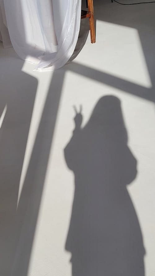 Shadow of Person Doing Peace Sign