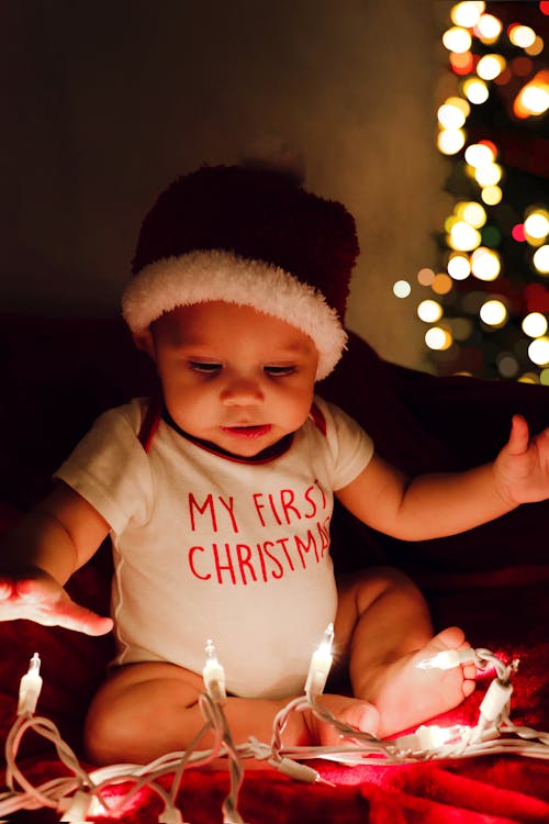 Baby Wearing a Santa Hat