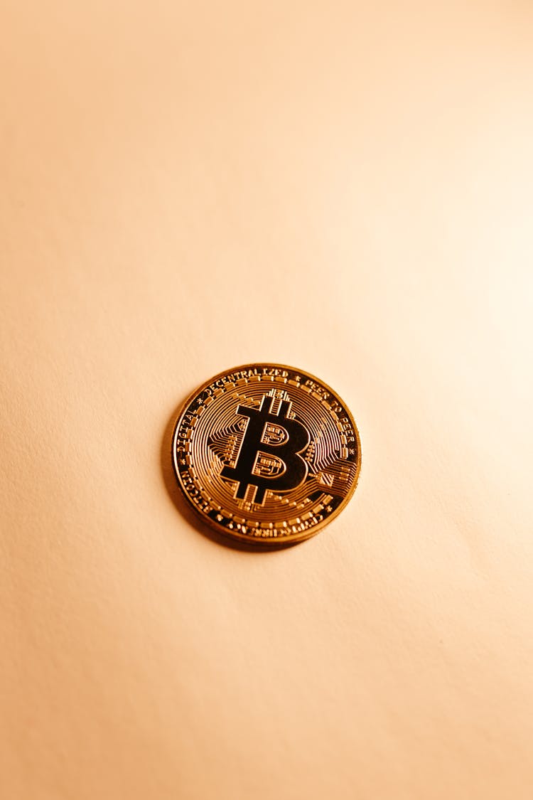 Close Up Of Bitcoin Crypto Currency Coin