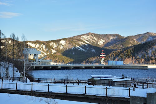 Harbor in a Mountain Valley in Winter 
