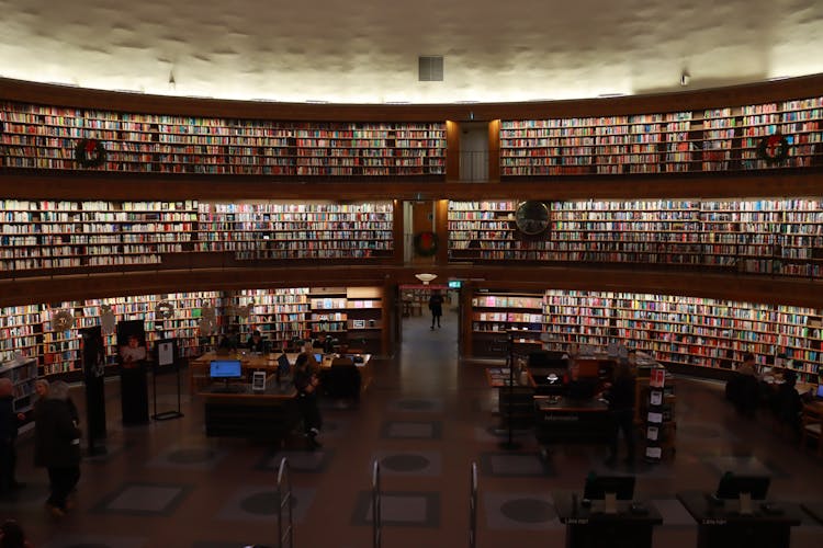 People At The Stockholm Public Library In Sweden