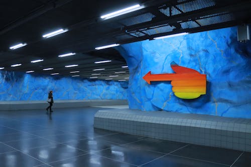 Interior of the Stockholm Stadion Metro Station 