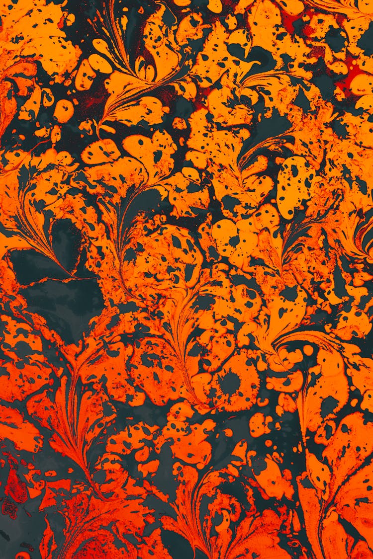 Orange Pattern On Black Background 