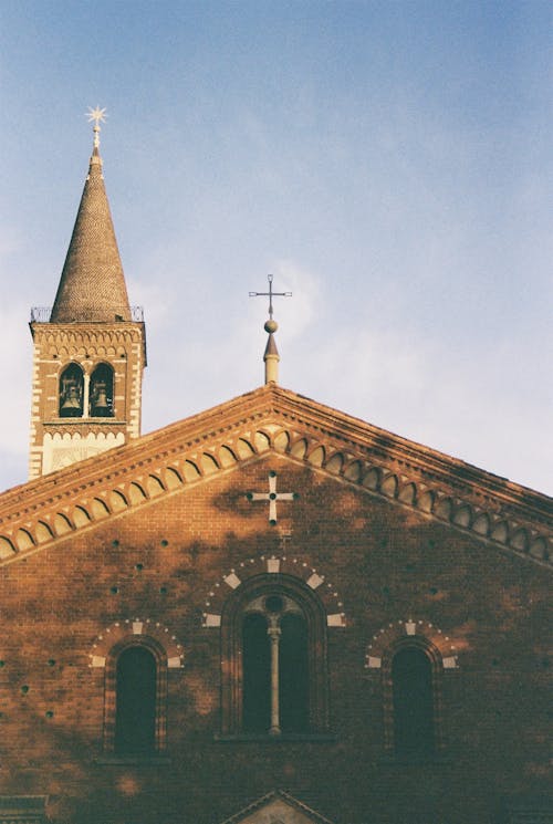 Free A Church with Brown Brick Wall  Stock Photo