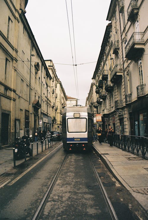 A Train In Between Buildings 