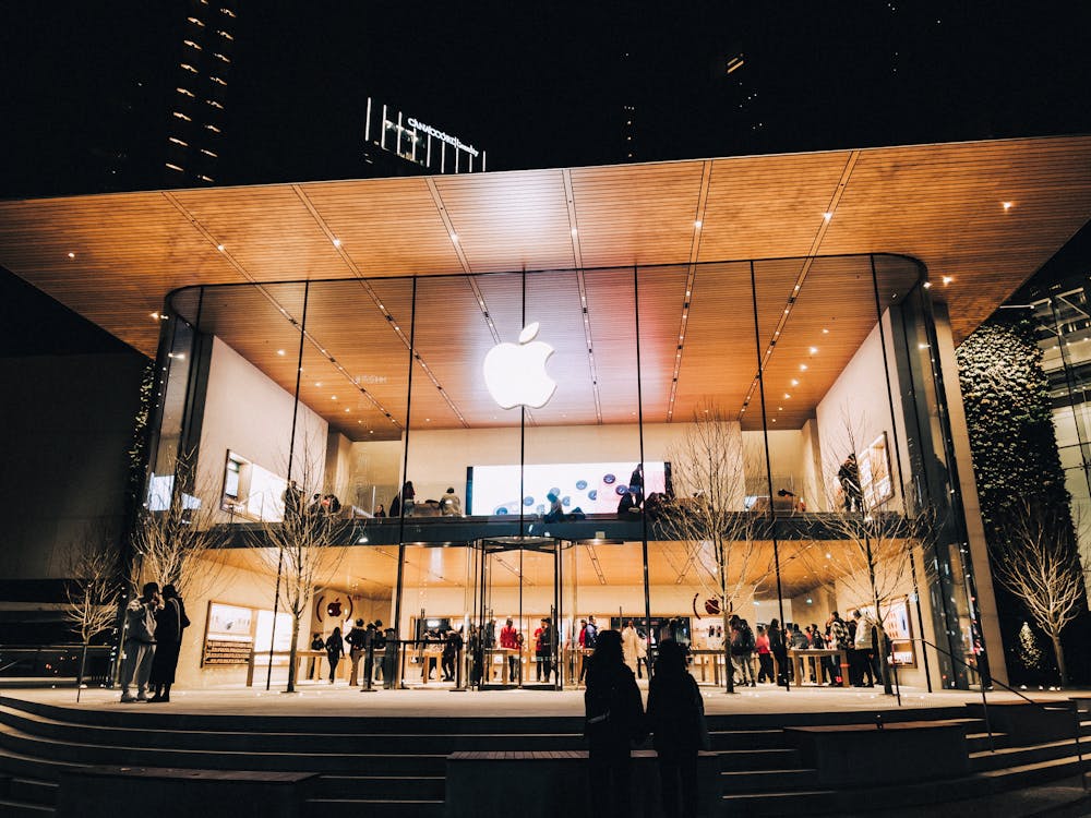 Everything You Missed from Apple’s Event: iPhone 16, AirPods 4, and Apple Watch 10 1 Free Bright Lights Inside the Apple Building Lobby Stock Photo