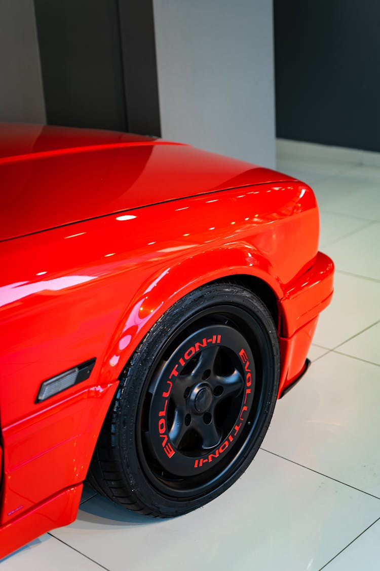 Front Side Of A Red BMW E30