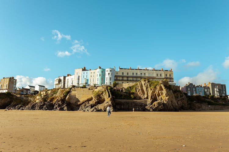 Residential Buildings On The Shore In Tenby, Wales, UK