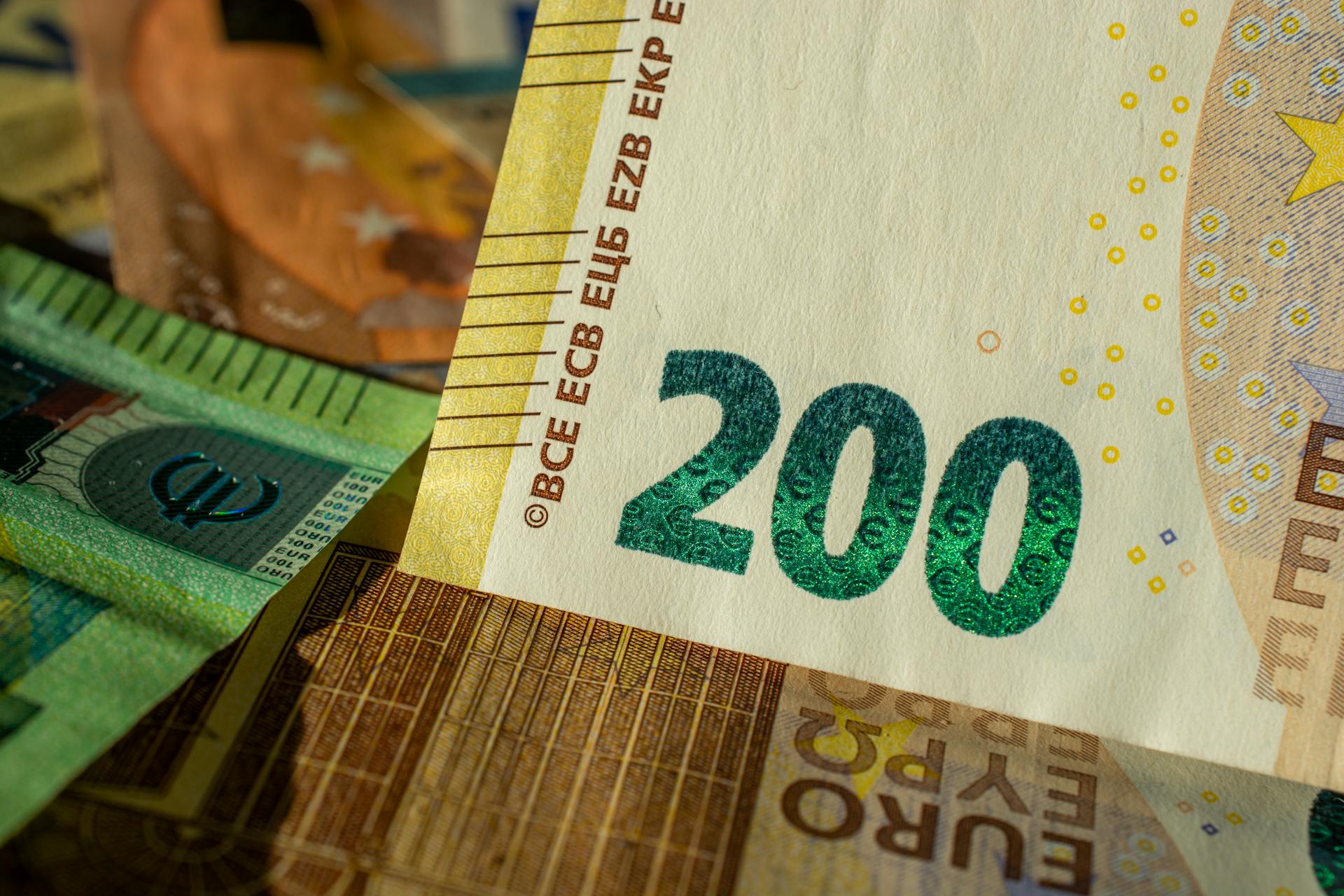 Close-Up of a Two Hundred Euro Banknote