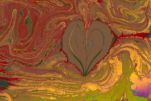 Free Vivid abstract heart design with swirling colors, showcasing creativity and modern art style. Stock Photo
