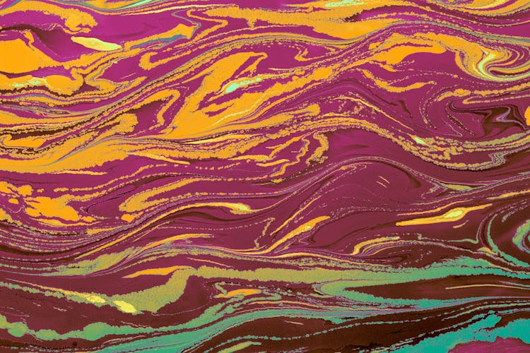 Purple And Yellow Abstract Marbling Background