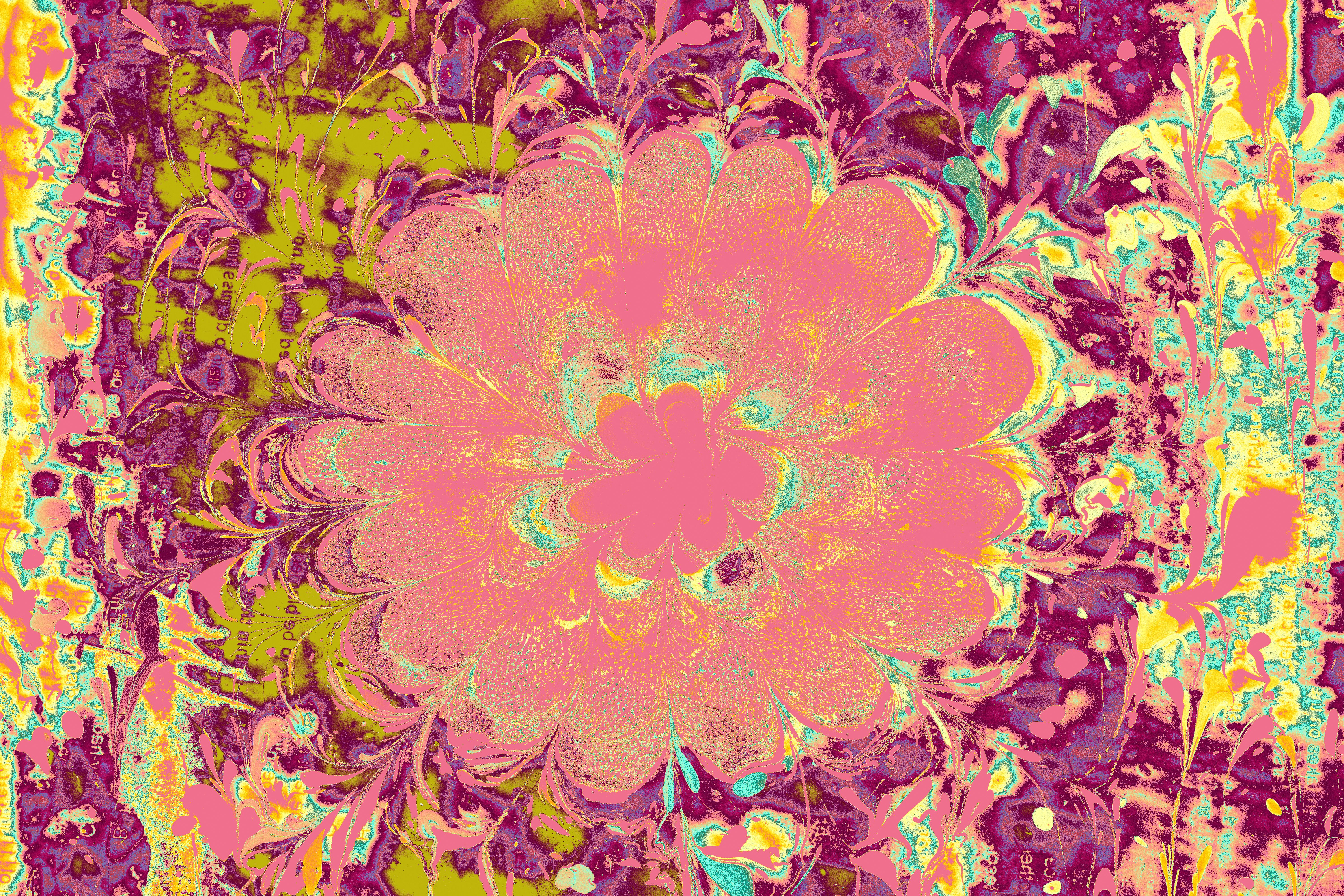 Colorful abstract marbled artwork with a floral design showcasing vibrant patterns and creativity.