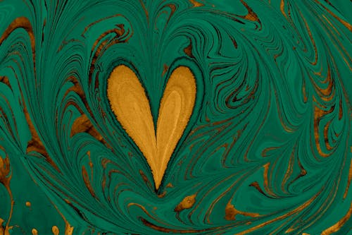A Heart Shape on Marbling Painting 