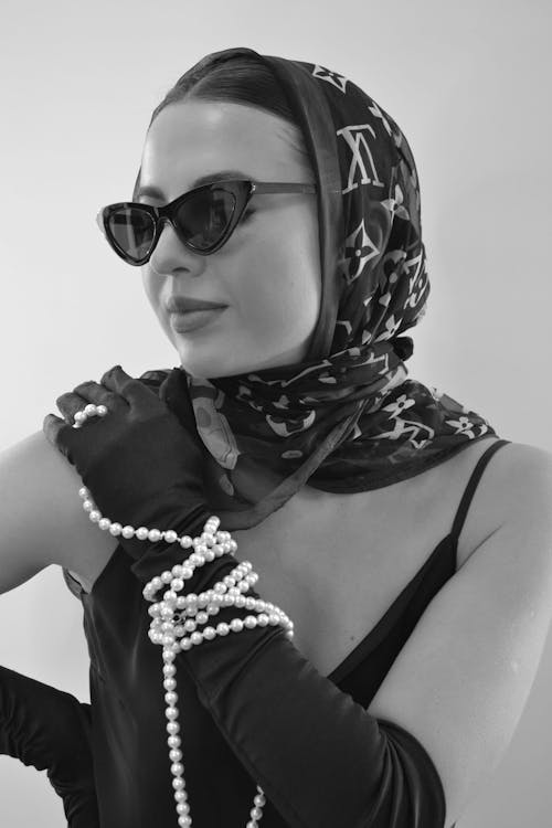 Monochrome Photo of Woman wearing a Headscarf