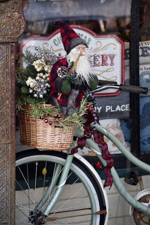 Immagine gratuita di babbo natale, bicicletta, celebrazione