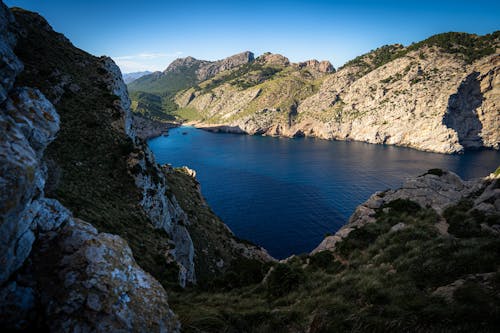 Clear Sky over Lake with Rocks around