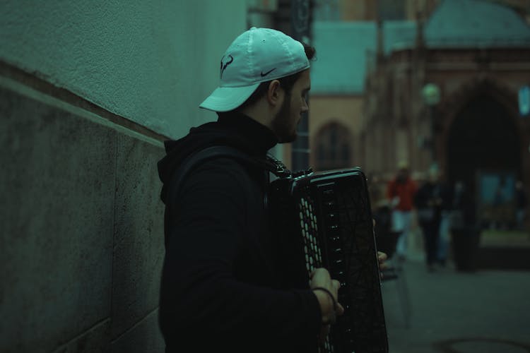 Street Musician Playing Accordion 