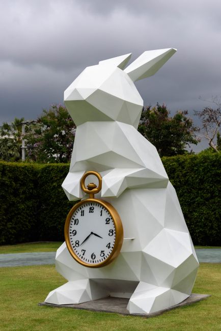 Pocket Clock Rabbit White Rabbit Holding Gold Frame Pocket Watch Statue · Free Stock Photo