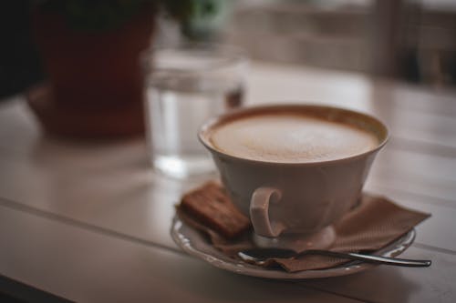 Základová fotografie zdarma na téma čajová lžička, detail, kapučíno