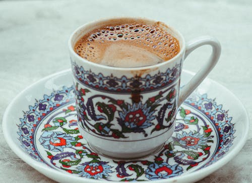 Close-up of Coffee in a Cup with a Pattern 