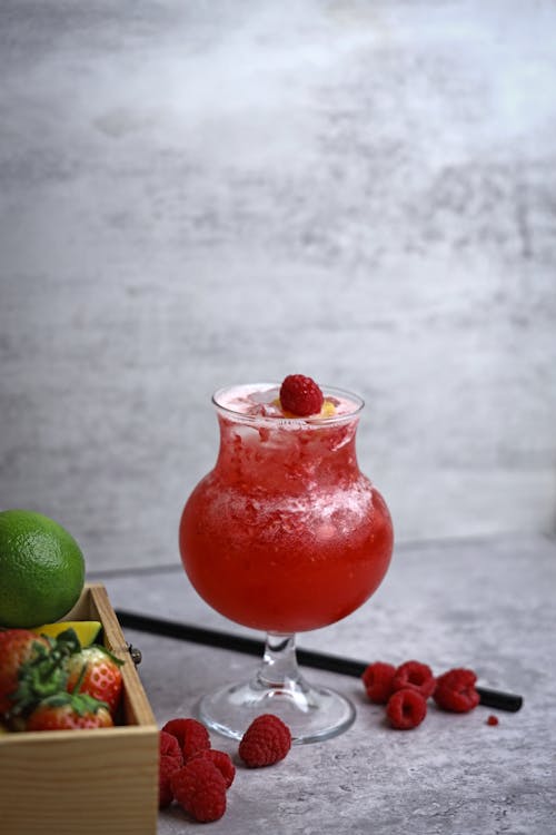 Cocktail Drink with Raspberries