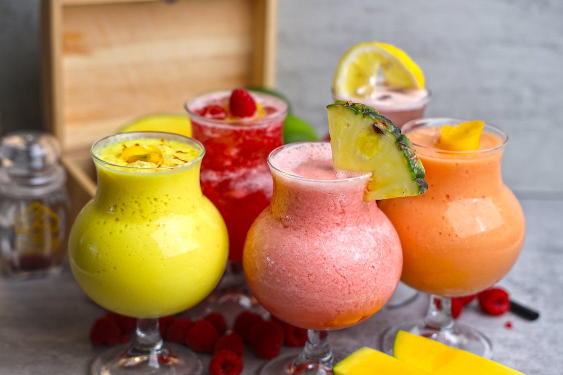 Free Juices with Slices of Fruits Stock Photo