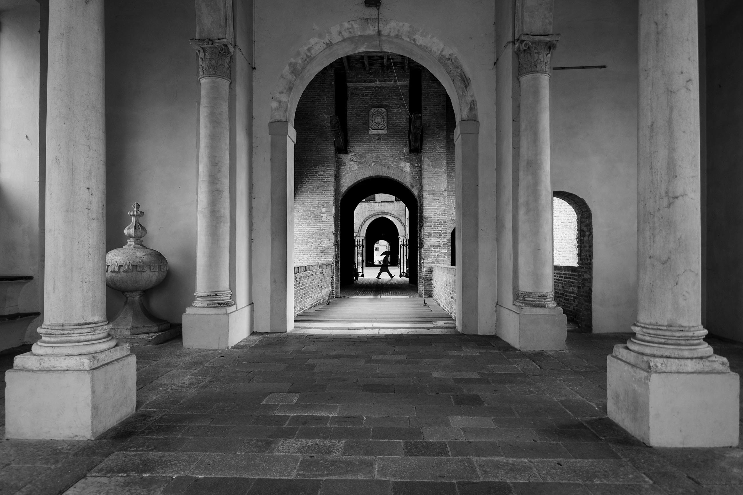 Grayscale Photo of Multi Arch Pathway · Free Stock Photo