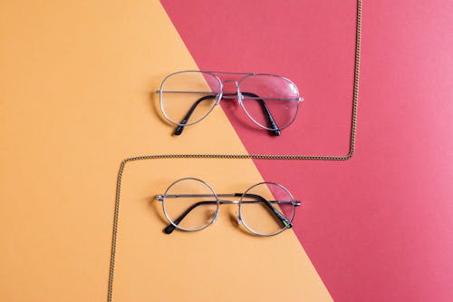 Free Two Clear Eyeglasses With Gray Frames Stock Photo