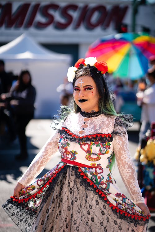 Woman Wearing Costume and Makeup on Parade