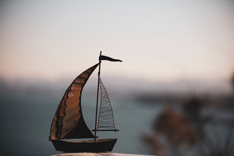 Sailboat Ornament In Close Up Photography