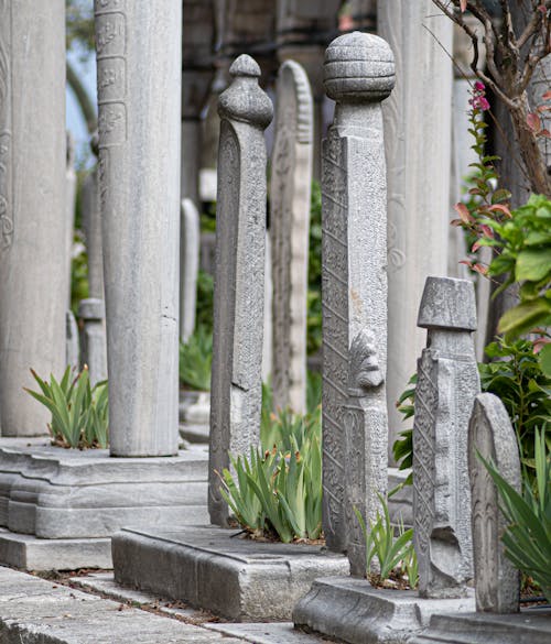 View of Old Tombstones in the Eyup Cemetery, Istanbul, Turkey