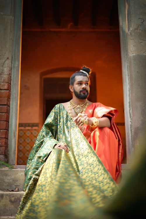 Free Portrait of a man in traditional Indian attire, showcasing rich cultural fashion. Stock Photo