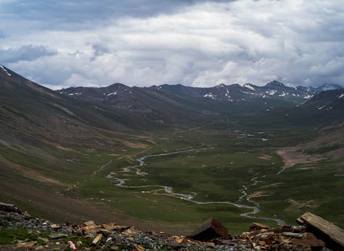 Free River in Mountain Valley Stock Photo