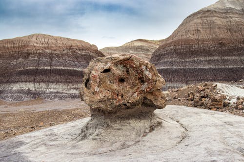 Brown Rock Formation under Blue Sky